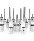 3/8 Inch Drive Socket And Bit Set SBS-1.2 for Torque Wrenches in Chrome Vanadium Steel, Durable Silver Finish, Includes Sockets