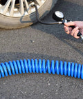 Five Pack Polyurethane Recoil Air Hose Kit Pro Grade With One Quarter Inch Inner Diameter By Twenty Five Feet Self Coiling, used on tire