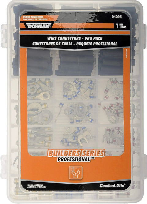 Uninsulated Connectors Builders Series Kit With Color Coded Butt Terminals Ring Terminals And Spade Terminals Pro Grade Wiring Assortment