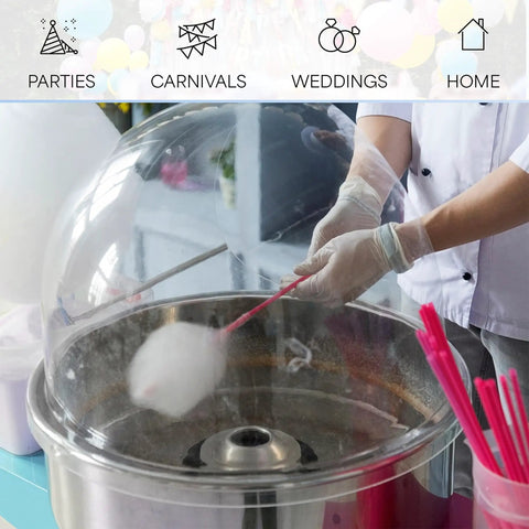 Blue Electric Cotton Candy Maker Machine With 1030W Motor Rapidly Spins Sugar Floss In Twenty Inch Stainless Steel Bowl Straight Up The Ultimate Party Essential