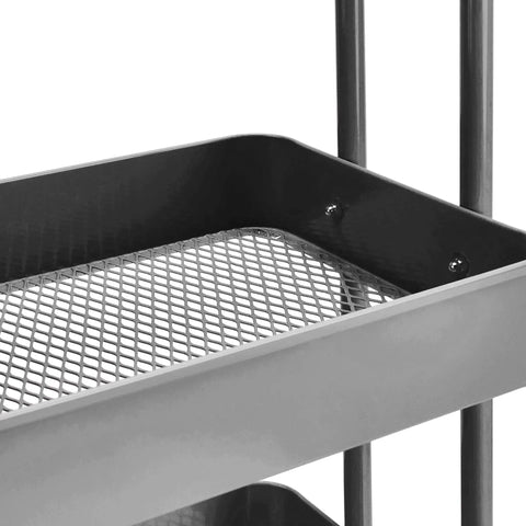 Slick Three Tier Rolling Metal Utility Cart With Lockable Pivot Wheels And Deep Mesh Bins For No Fuss Kitchen Or Home Office Go Anywhere Mobile Storage Charcoal