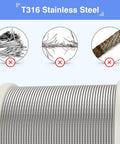 Coil of One Eighth Inch Stainless Steel Cable 650 Feet For Deck And Stair Railings, Marine Grade T316 Wire Rope, Premium 7x7 Construction