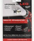 M12/M18 Flashlight LED Upgrade Kit For Work Lights packaging with bulb replacement details