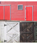 Rock Solid Heavy Duty T Gate Hinges For Barn Doors And Yard Fences, shown on red barn and rustic wooden gates.