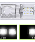 RV Ceiling Double Dome LED Light Fixture With On Off Switch for RV Trailer Camper Boat 12V showing dual and single light modes