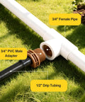 PVC To Drip Irrigation Adapter Three Quarter Inch Male Pipe Thread To One Half Inch Barbed Coupling For Drip Line And Threaded Hose Fittings Pack Of Ten Easy Install, 3/4" PVC male adapter to 1/2" drip tubing