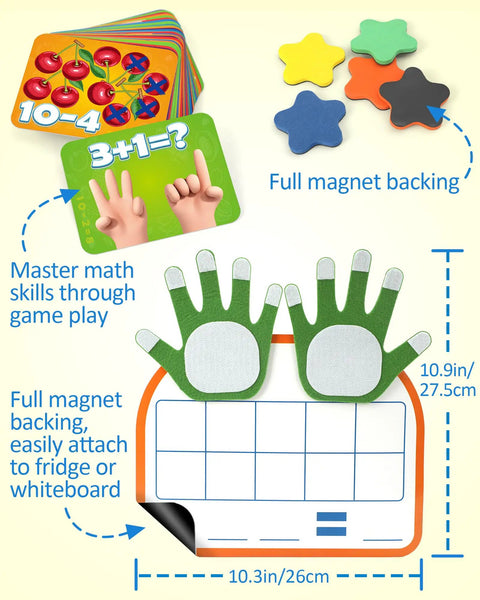 Montessori Math Manipulatives Magnetic Ten Frame for Addition Subtraction Practice with magnets and dry erase board dimensions