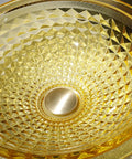 USZWBY Bathroom Vessel Sink Vanity Tempered Glass Vessel Bowl Sink Round Luxury Countertop Sink Bowl Above Counter Sink Art Basin top view with golden design.