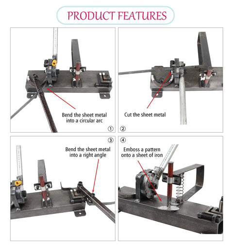 All In One Metalworking Tool For Sheet Metal Bending, Cutting, And Embossing With A Handy Manual Ironworker, precision curves and angles