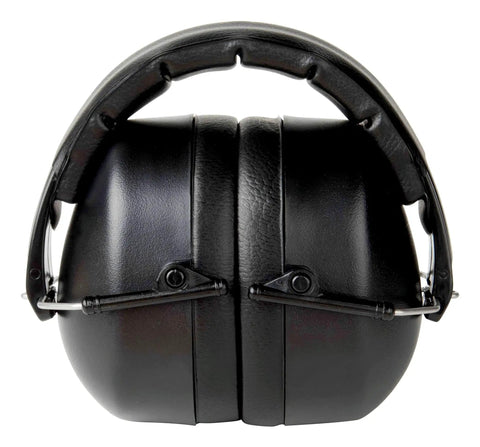 Folding Earmuff For Hearing Protection With 25 Decibel NRR And Adjustable Padded Headband, Pivoting Cups For A Comfortable Fit And Compact Storage, Flexible One Size Fits Most Black Ear Muffs For Workshop Or Job Site Comfort