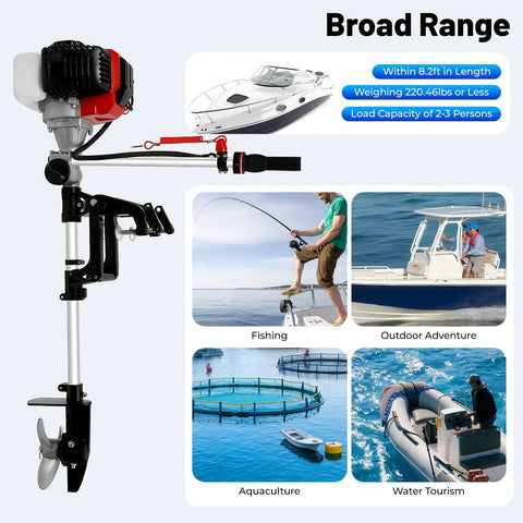 Beast 2 Stroke 2.3 HP Outboard Motor With Heavy Duty Air Cooling System 52CC Boat Engine for water activities illustration