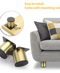 Heavy Duty Gold Stainless Steel Furniture Legs With Mounting Screws For Table Desk And Cabinet visible near sofa, showing easy install.