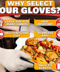 Aramid Heat Resistant Cooking Gloves For Indoor And Outdoor Use Perfect For Baking Grilling Pot Handling And Smoking Up To 896 Degrees Fahrenheit oven mitt handling dish.