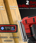 Cordless 18 Gauge Brad Nailer And Staple Gun Kit With Two Thousand Fasteners showing two nailing modes and battery display features.