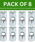 Top Shelf Cross Dowel And Barrel Nut Sleeve Set Perfect Match For Furniture Assembly M6 Hardware Pack Of No Sweat Bunk Bed Table Fixes With Rock Solid Grip And Secure Lock Daily - Pack of 8 zinc plated steel barrel nuts.