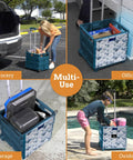 Ultra Slim Rolling Storage Cart With Telescopic Handle Collapsible Utility Cart in use at grocery, office, garage, and outdoor