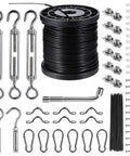 All In One Outdoor Globe String Light Kit With 164 Ft Nylon Coated Stainless Steel Wire Rope Cable Turnbuckles And Hooks