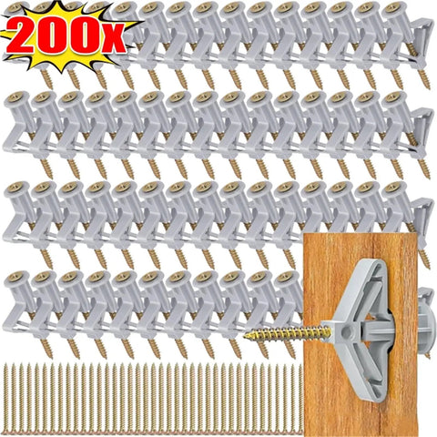 Self Drilling Drywall Anchors Kit With 100 Pieces Plastic Nylon Anchors And Yellow Zinc Plated Carbon Steel Screws No Pre Drill Install Easy Wall Mounts Durable Heavy Duty Fasteners For Home And Office DIY Projects, 200x set on white