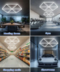 Triangle Hexagon LED Ceiling Lights 12 Pack 710W 78,100LM Honeycomb Design For Garage Workshop Warehouse And Gym installed