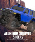RCS24 1/24 Off Road RC Truck 4x4 Crawler With Bright Headlights Waterproof RTR Blue climbing rocky terrain