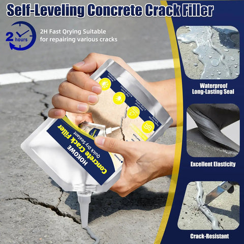 Pro Grade Concrete Crack Filler 2 Pack For Outdoor Use Self Leveling Waterproof Sealant Quick Drying Adhesive application guide