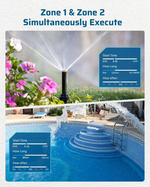 Two Zone Hose Timer With Rain Delay And Manual Watering Programmable Sprinkler Timer For Garden And Yard Auto Irrigation