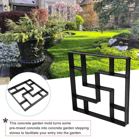 DIY Pavement Mold for Garden Walkways and Patios, Reusable Plastic Path Maker to Create Custom Stepping Stones against garden.