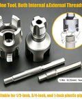 Drill Powered PVC Pipe Threader Dual Function Internal And External Threads tool with attachments for 1/2, 3/4, 1 inch pipes