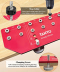 Close-up of the 11 Hole Shelf Pin Jig With Adjustable Setup And Fast Clamp showing 5mm and 1/4 inch drill bit guides.