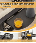 Close-up of Three Seat Hanging Porch Swing With Cup Holders And Three Back Cushions, showing upgraded 1.5" cup holder design.