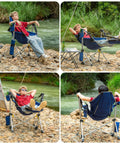 Two Pack Aluminum Hammock Chair With Footrest for Lazy Sundays beside a river, showing adjustable seat and lightweight frame.