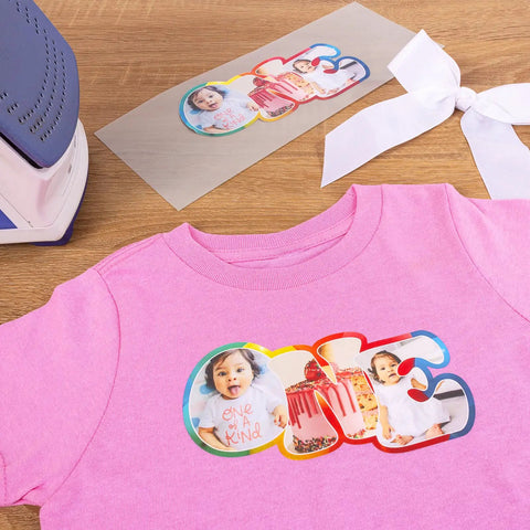 Pink T-shirt with custom design using EasyColor DTV Printable Heat Transfer Vinyl Sheets for Inkjet Printers 8.4 x 11 Inches
