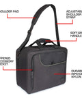 XL MTG Bag For Magic The Gathering And Other TCG Accessories With Adjustable Interior Dividers shown with straps and pockets