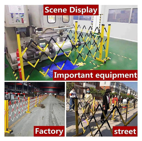 Adjustable Telescopic Safety Barrier With Slick Glide Casters in various settings, showcasing its versatility for crowd control.