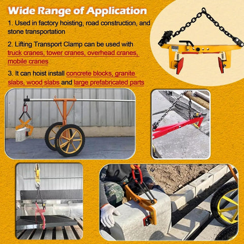 Heavy Duty Granite Slab Lifting Clamp With Wide Jaw Stone Carrier For Surefire Towing And Handling Adjustable 66 To 125 Cm Opening used in stone transportation.