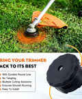 Speed Feed 400 Trimmer Head For Echo String Trimmers Beefs Up Your Yard Work Compatible With SRM225 SRM2100 SRM230 SRM260 PAS210 PAS225 PAS260 PAS225VP 99944200907 Replacement Head shown in use on a trimmer cutting grass.