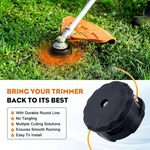 Speed Feed 400 Trimmer Head For Echo String Trimmers Beefs Up Your Yard Work Compatible With SRM225 SRM2100 SRM230 SRM260 PAS210 PAS225 PAS260 PAS225VP 99944200907 Replacement Head shown in use on a trimmer cutting grass.