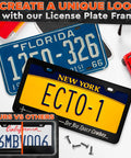 Aluminum License Plate Frame With Matte Black Finish Dope Cartoon Inspired Design 12.2x6.3 Inches Standard US Canada Fit Screws And Clips Included Car Truck SUV Accessories For A Sleek Ride with displayed New York plate.