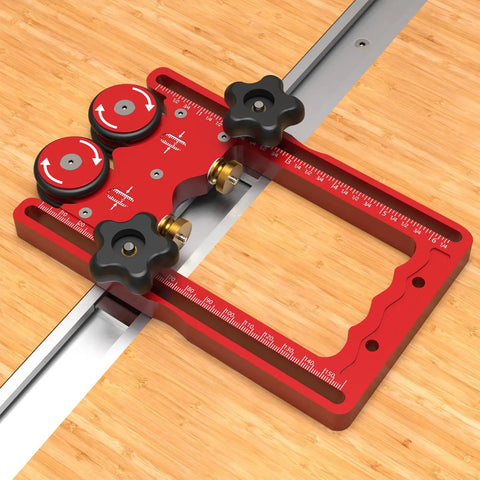 Bulletproof Table Saw Feeder Roller With 160 Millimeter Anodized Aluminum Housing Dual Bearing Assembly Kickass Wide Rubber Tires For Smooth Slip Free Stock Feed Runs on a wooden surface.