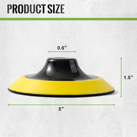 Rugged Five Inch Hook And Loop Sanding Pads With 5 8 11 Screw Thread And Cushioned Foam Backing For Angle Grinders and Power Drills side view with dimensions.