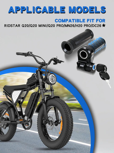 Twist Throttle Grip With Two Keys For Ridstar Q20 And Q20 Pro Lite Electric Bike, Smooth Acceleration, Easy Install, Ergonomic Comfort, Replacement Handlebar Grip Upgrade For A Smoother, More Comfortable, Rad Ride