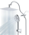 All Metal CUPC Certified 8 Inch Rainfall Shower Head and Handheld Combo With 10 Spray Settings and Adjustable Arm in use