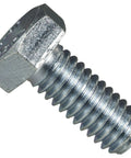 Tough As Nails Grade 5 Hex Cap Screws For Heavy Trucks And Shop Builds Zinc Coated Steel Bolts 5/16 18 X 3/4 Inch close-up view of hex bolt