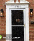 18 Inch Outdoor Wall Light With Dusk To Dawn Sensor, Black Waterproof Lantern Fixture on brick house entrance