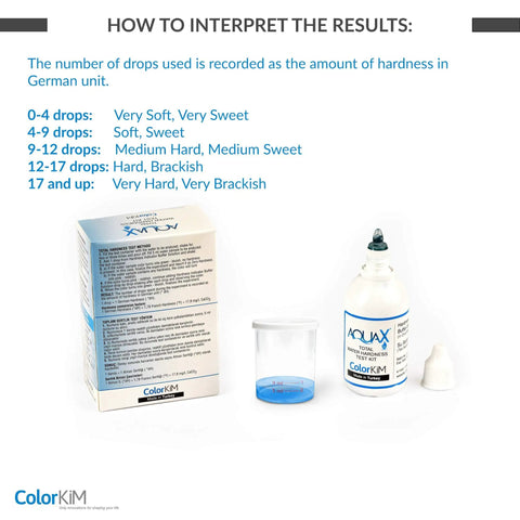 Easy To Use Total Water Hardness Test Kit For Pool Aquarium And Drinking Water with solution bottle, test container, and instructions