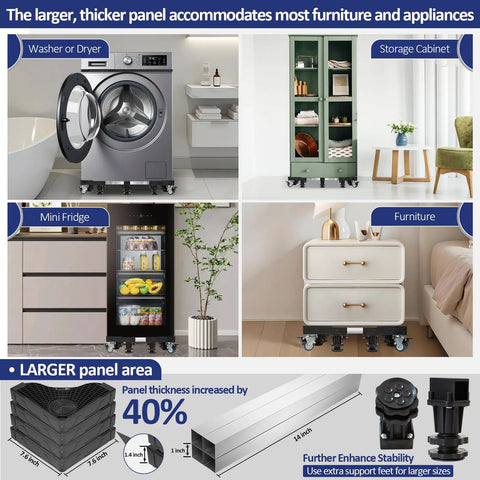 Heavy Duty Appliance Dolly With 10 Support Feet And Four Locking Swivel Wheels For Easy Moving Of Washers Dryers Fridges And Mini Refrigerators Smooth Rolling Stability And Secure Brakes For Safe Transport Around House with washer, mini fridge, and furniture