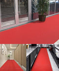 Commercial Drainage Floor Mat 3 ft by 16 ft Non Slip Heavy Duty Wet Area Mat for Indoor Outdoor Use Pool Kitchen Bathroom PVC Mesh Hollow 0.22 in Thick Red