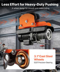 Beefy Electric Hoist Trolley Kit, 1100 Lb Capacity with cast steel wheels and precision bearing on I-beam for heavy-duty lifting