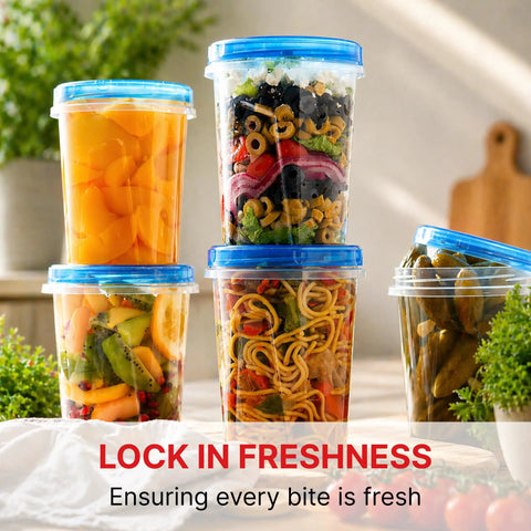 Leakproof 10 Pack 32 Ounce Freezer Storage Containers With Twist Top Lids BPA Free Reusable Food Storage