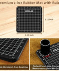 Premium 2-in-1 rubber mat with ruler for precise Pro Grade Leather Circle Cutter Tool Set measurements, workbench protection.